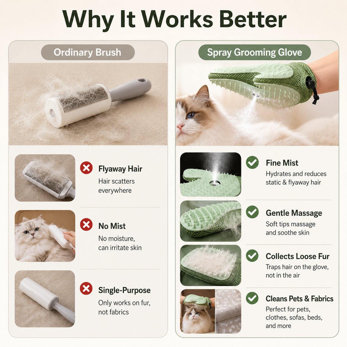 Spray Pet Grooming Glove – No-Bath Deshedding