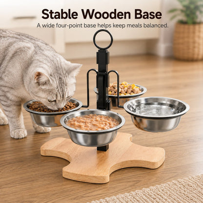 4-Bowl Adjustable Elevated Feeder – Organized Meals