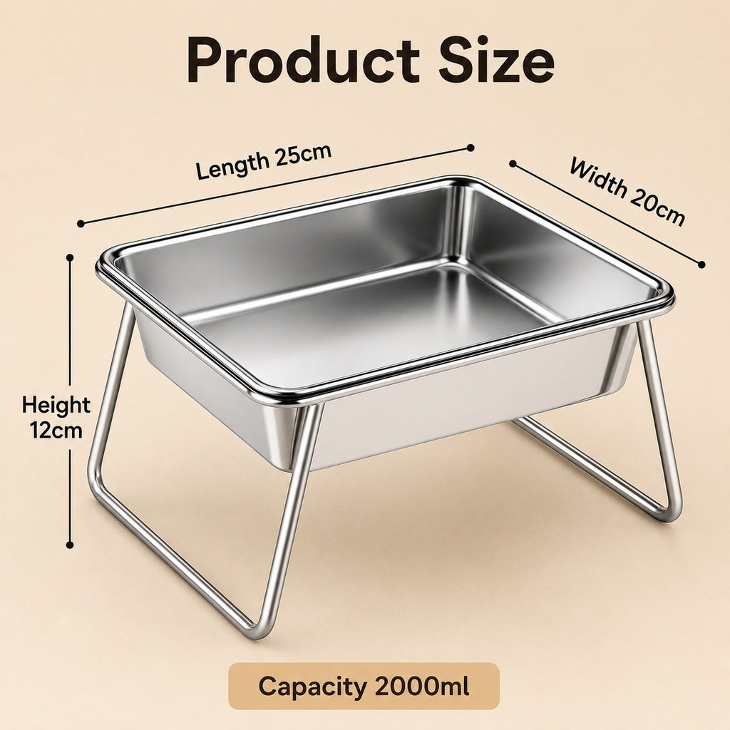 Elevated Stainless Steel Pet Bowl – Anti-Tip Stand