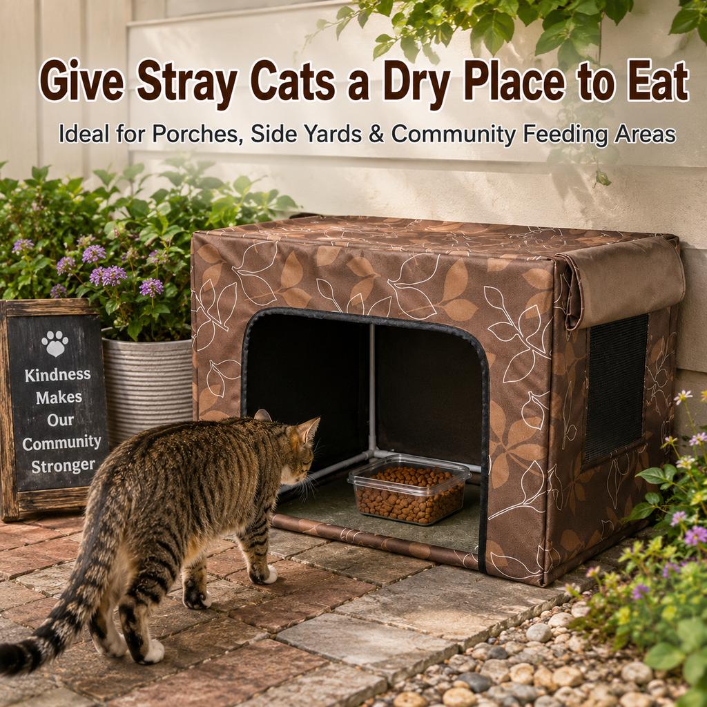 Outdoor Cat Feeding Shelter – Weatherproof Food Station