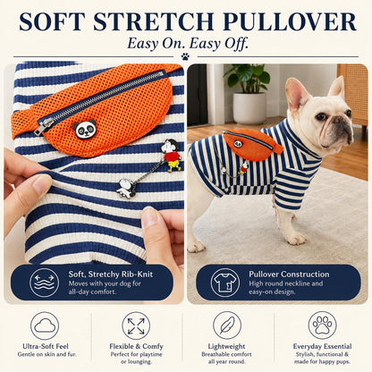 French Bulldog Striped Pullover – Broad-Chest Fit
