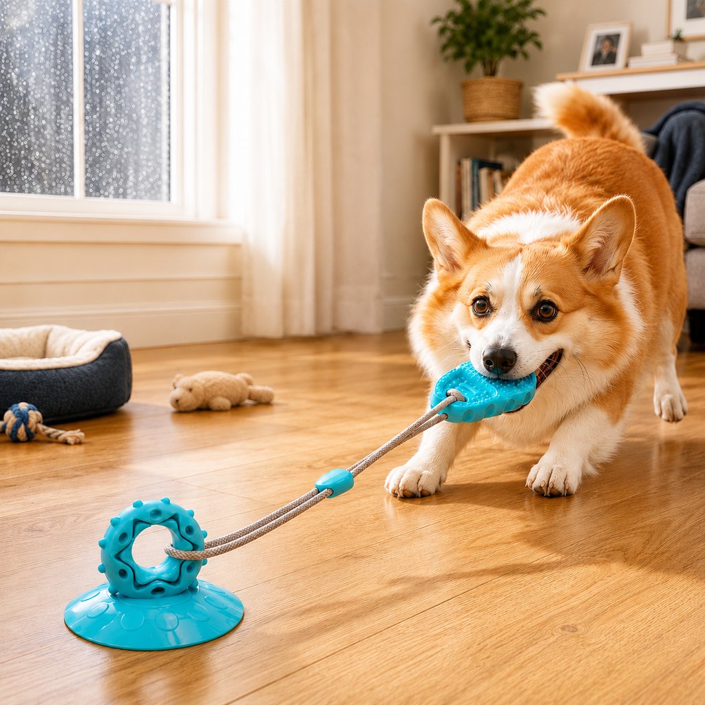 Suction Cup Dog Tug Toy – Saves Shoes, Beats Boredom