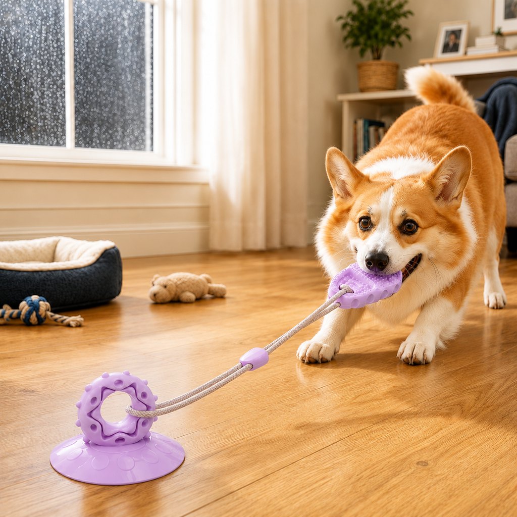 Suction Cup Dog Tug Toy – Saves Shoes, Beats Boredom