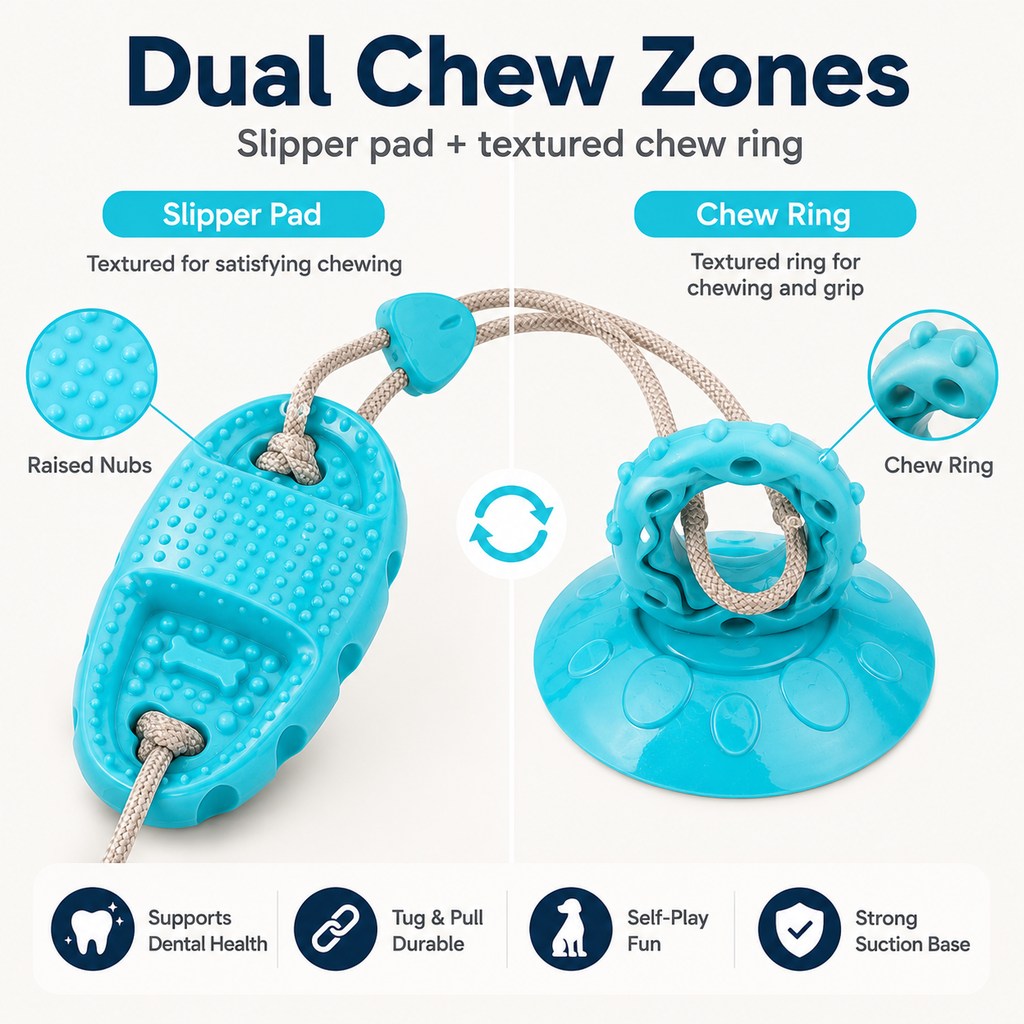 Suction Cup Dog Tug Toy – Saves Shoes, Beats Boredom