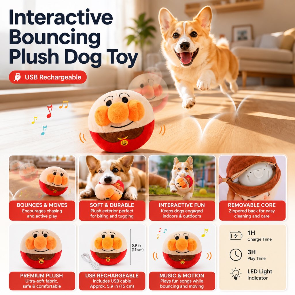 Electric Bouncing Plush Dog Toy – Indoor Chase Fun
