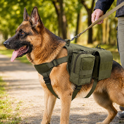 Tactical Dog Backpack Harness – Detachable Gear Pouches