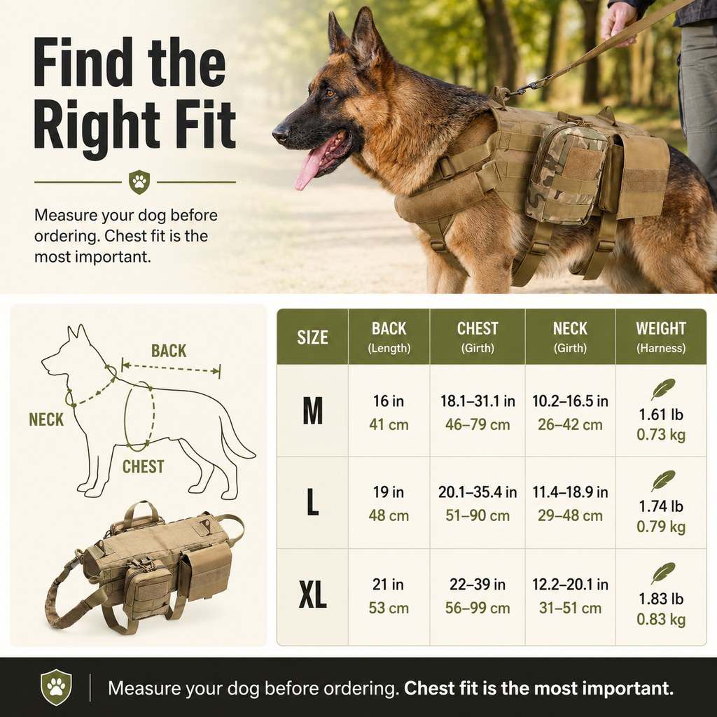 Tactical Dog Backpack Harness – Detachable Gear Pouches