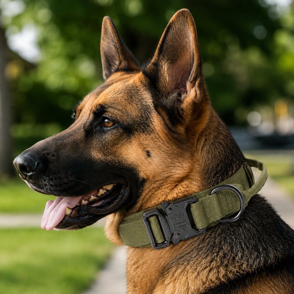 Heavy-Duty Tactical Dog Collar – Padded Handle Control