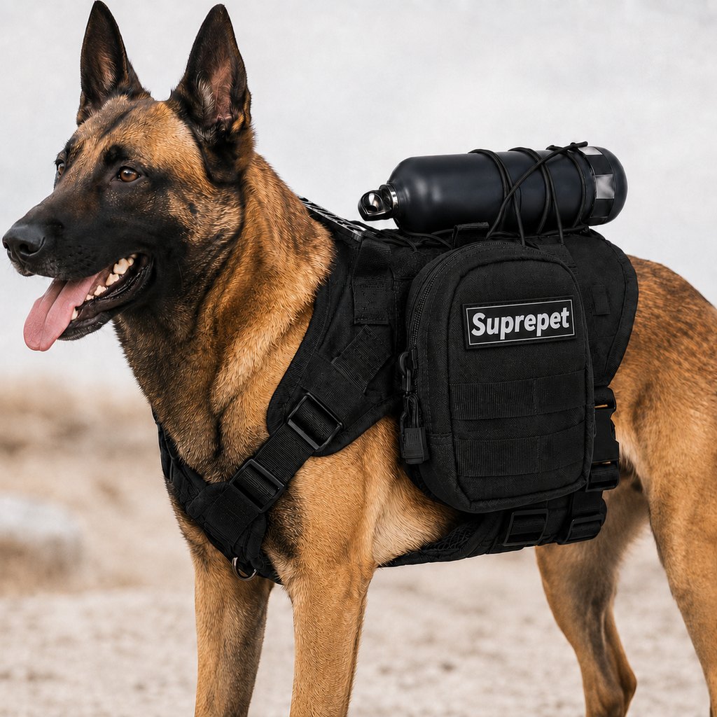 Tactical Dog Harness Backpack – Carry Pouches for Hikes
