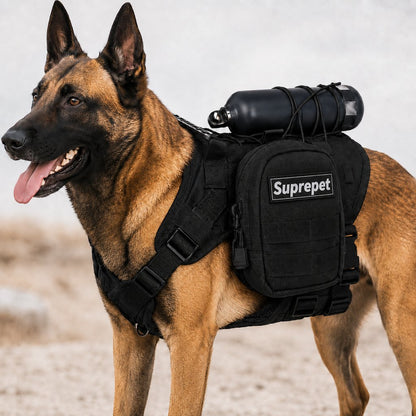 Tactical Dog Harness Backpack – Carry Pouches for Hikes