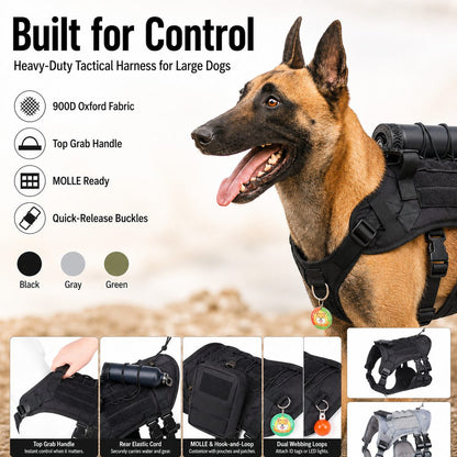 Tactical Dog Harness Backpack – Carry Pouches for Hikes
