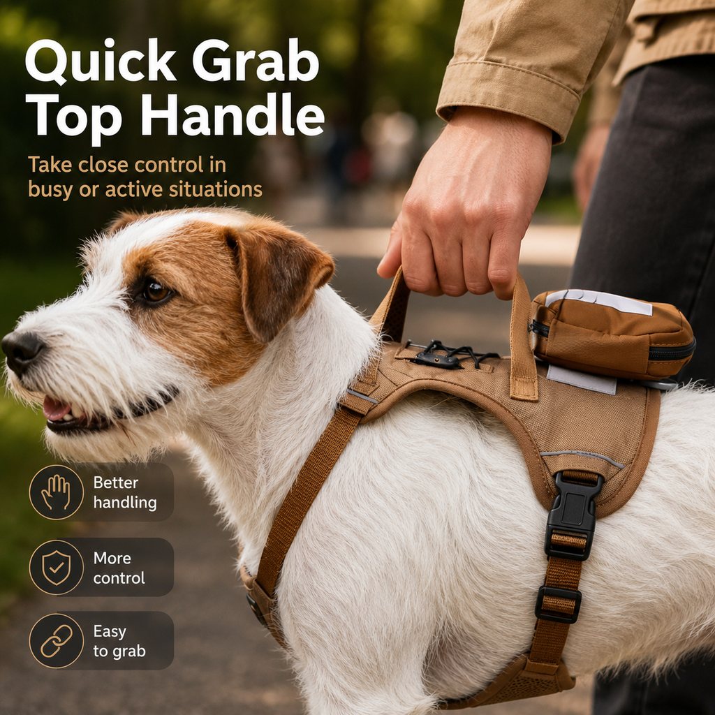 Tactical Dog Harness with Pouch – Breathable Control