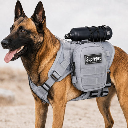 Tactical Dog Harness Backpack – Carry Pouches for Hikes