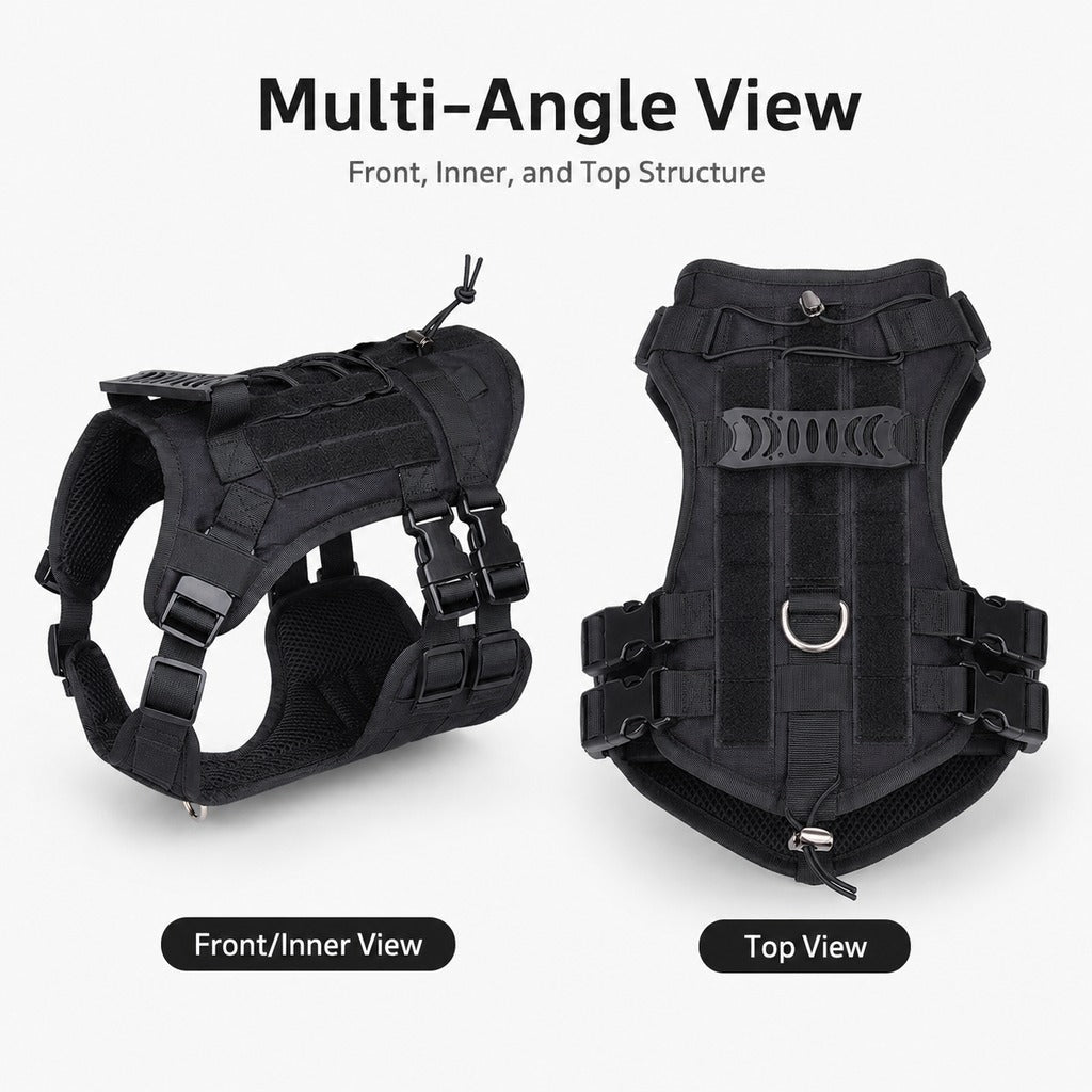 Tactical Dog Harness Backpack – Carry Pouches for Hikes