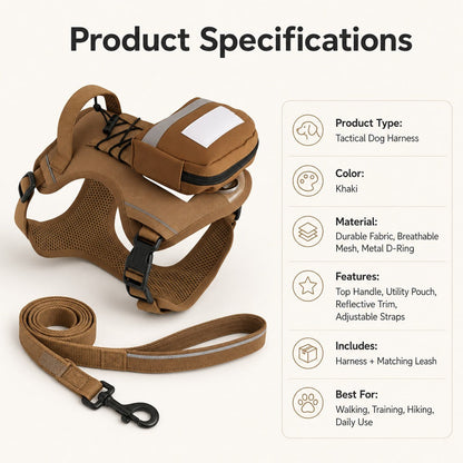 Tactical Dog Harness with Pouch – Breathable Control