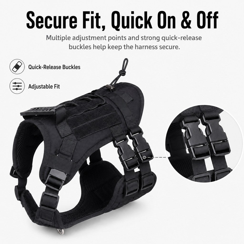Tactical Dog Harness Backpack – Carry Pouches for Hikes