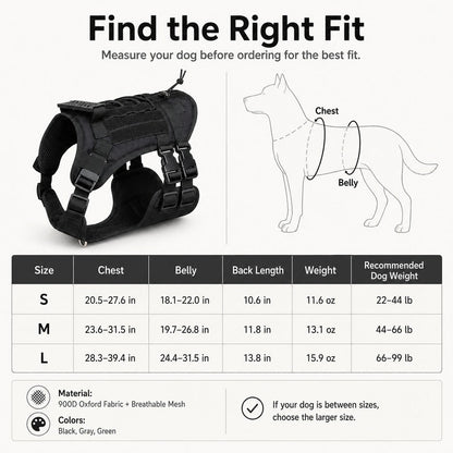 Tactical Dog Harness Backpack – Carry Pouches for Hikes