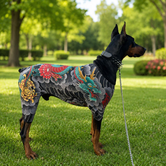 Tattoo Print Pet Bodysuit – Stretchy, Contains Loose Hair