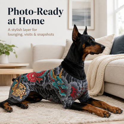 Tattoo Print Pet Bodysuit – Stretchy, Contains Loose Hair