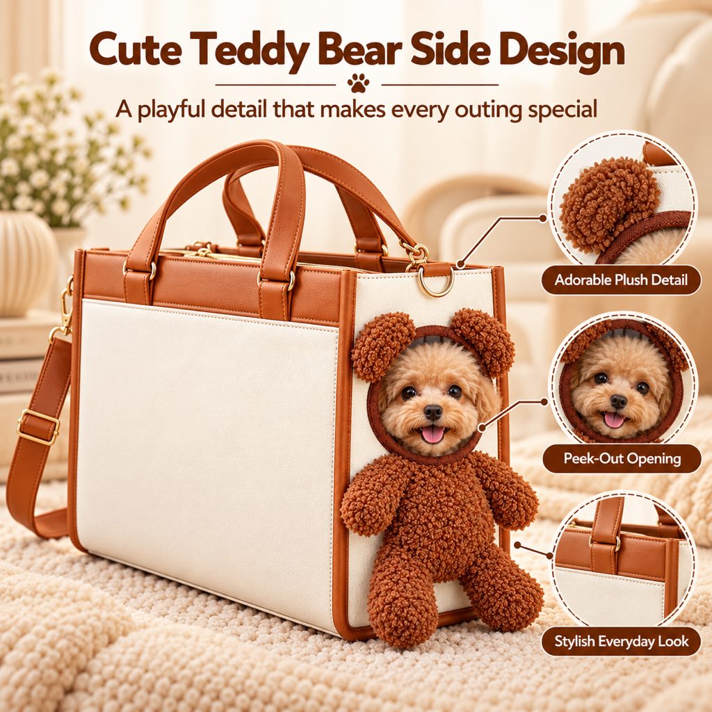 Teddy Bear Pet Carrier Tote – Hand & Shoulder Carry