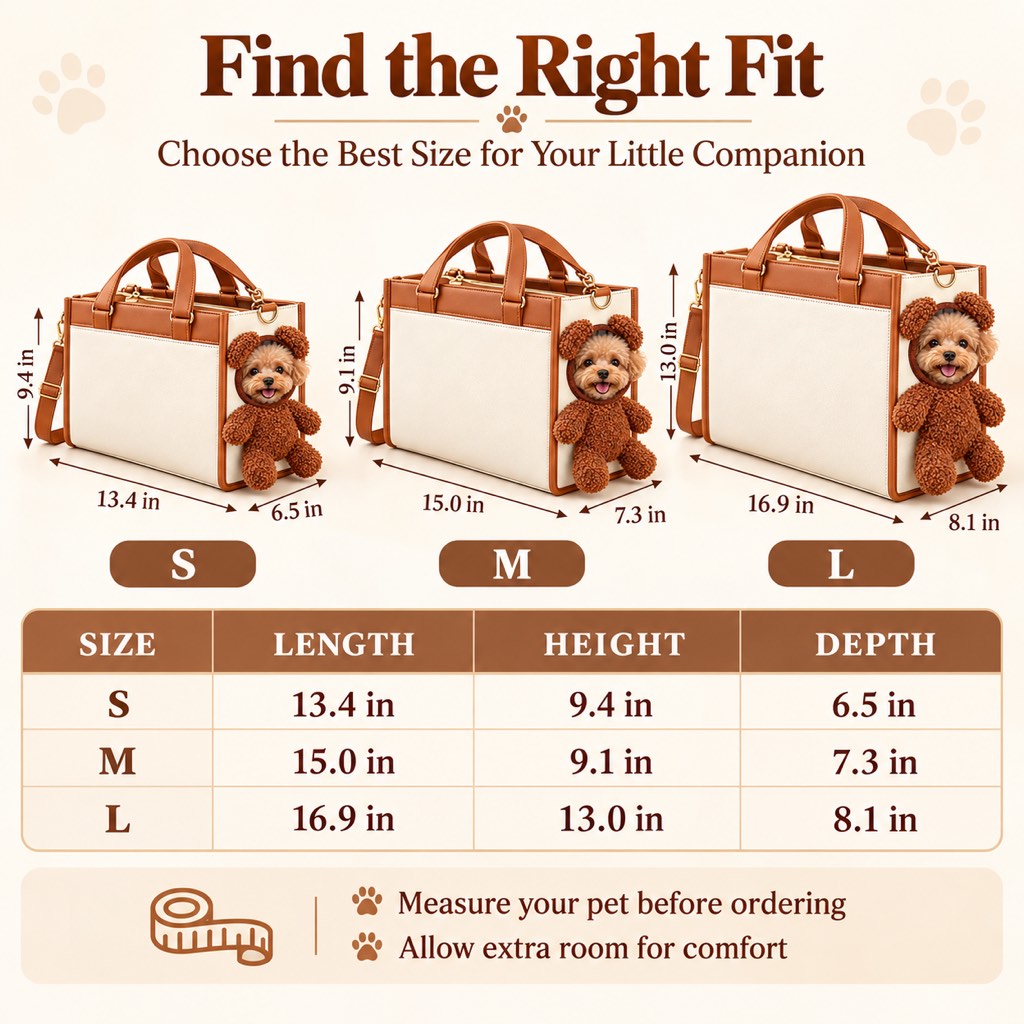 Teddy Bear Pet Carrier Tote – Hand & Shoulder Carry
