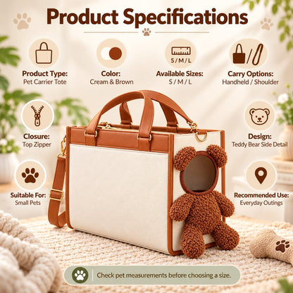 Teddy Bear Pet Carrier Tote – Hand & Shoulder Carry