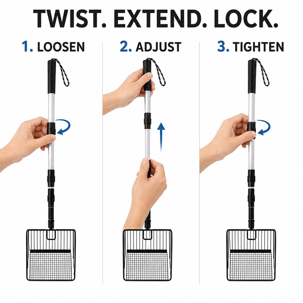 Telescoping Cat Litter Scoop – Less Bending