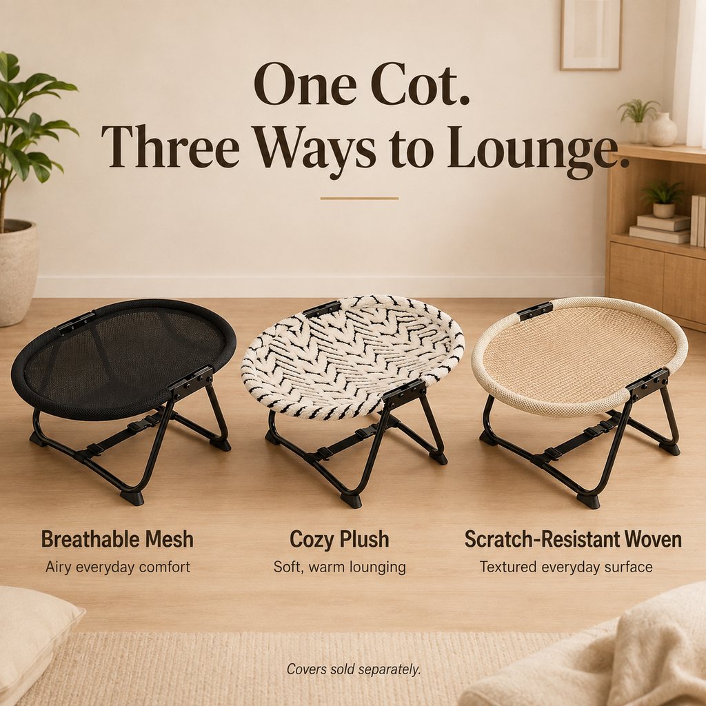 Foldable Elevated Pet Cot – Breathable Raised Bed