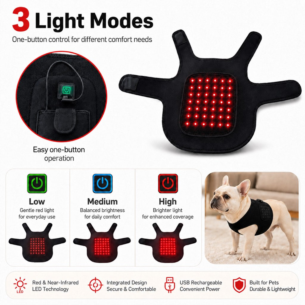 Red Light Comfort Vest – Back & Hip Relief for Frenchies