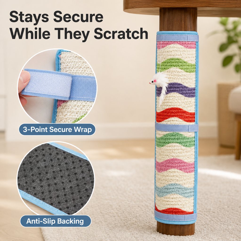 Wrap-Around Sisal Cat Scratcher – Protects Table Legs