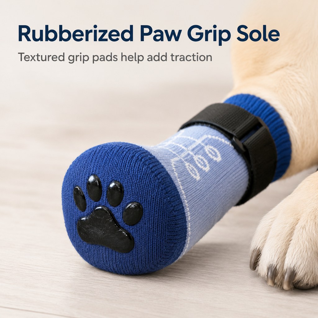 Non-Slip Dog Socks 4-Pack – Better Grip on Smooth Floors