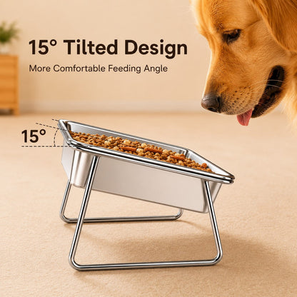 Elevated Stainless Steel Pet Bowl – Anti-Tip Stand