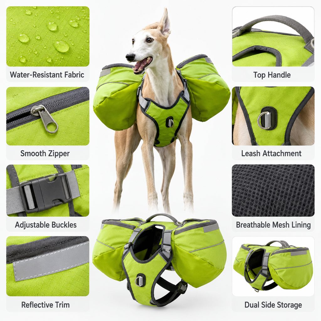 Dog Saddlebag Backpack Harness – Carry Trail Essentials