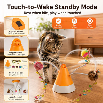 360° Magnetic Rotating Cat Teaser – Hands-Free Play
