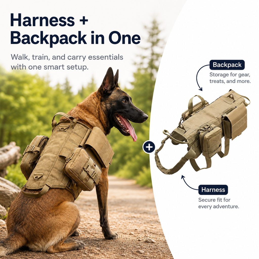 K9 Tactical Dog Backpack Harness – Hike & Train