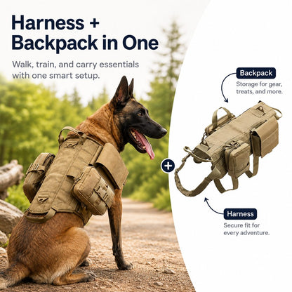 K9 Tactical Dog Backpack Harness – Hike & Train
