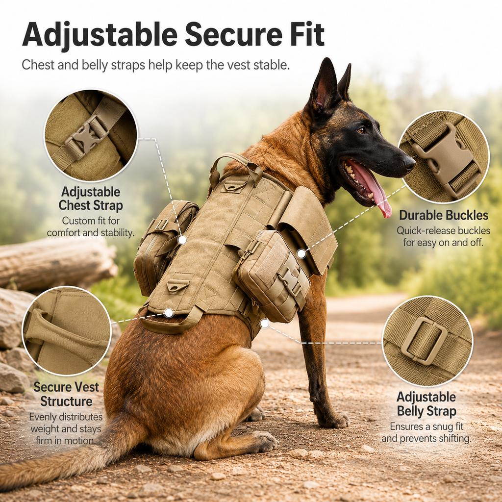 K9 Tactical Dog Backpack Harness – Hike & Train