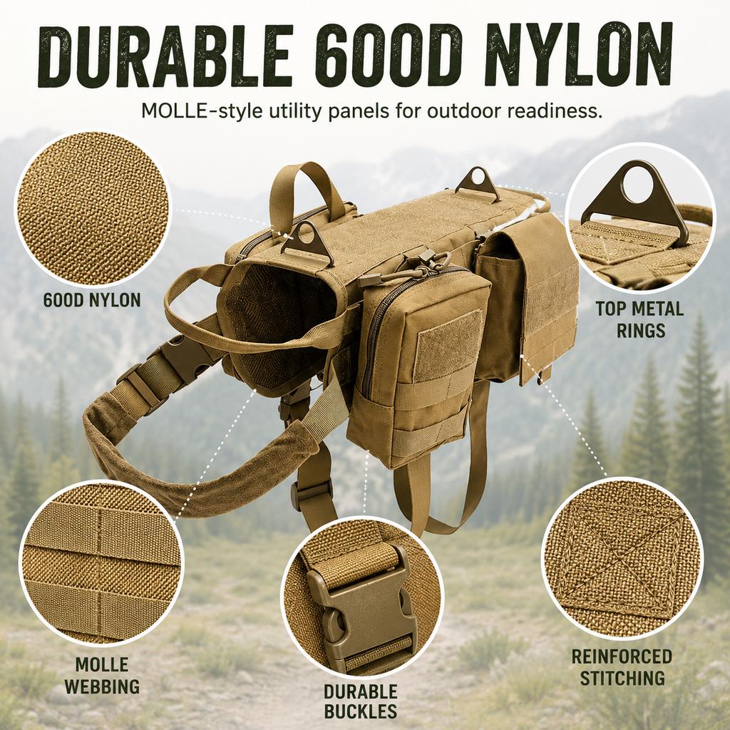 K9 Tactical Dog Backpack Harness – Hike & Train