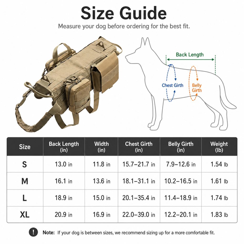 K9 Tactical Dog Backpack Harness – Hike & Train