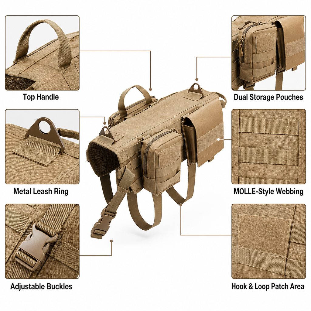 K9 Tactical Dog Backpack Harness – Hike & Train