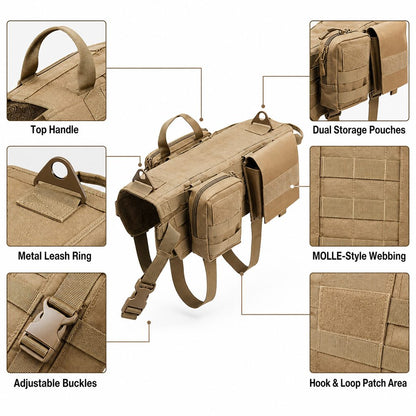 K9 Tactical Dog Backpack Harness – Hike & Train