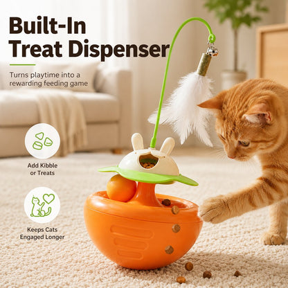 Wobble Cat Toy – Treat-Dispensing Feather Teaser