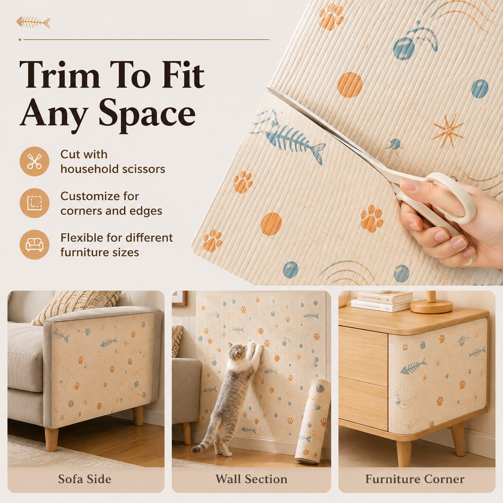 Cuttable Cat Scratch Mat – Wall & Furniture Protection