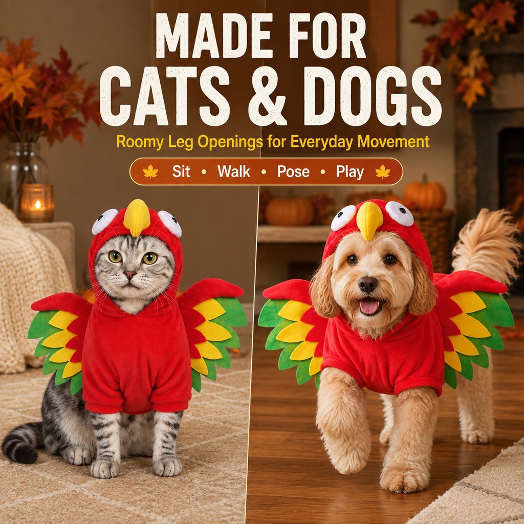 Turkey Pet Costume – One-Piece Hooded Outfit