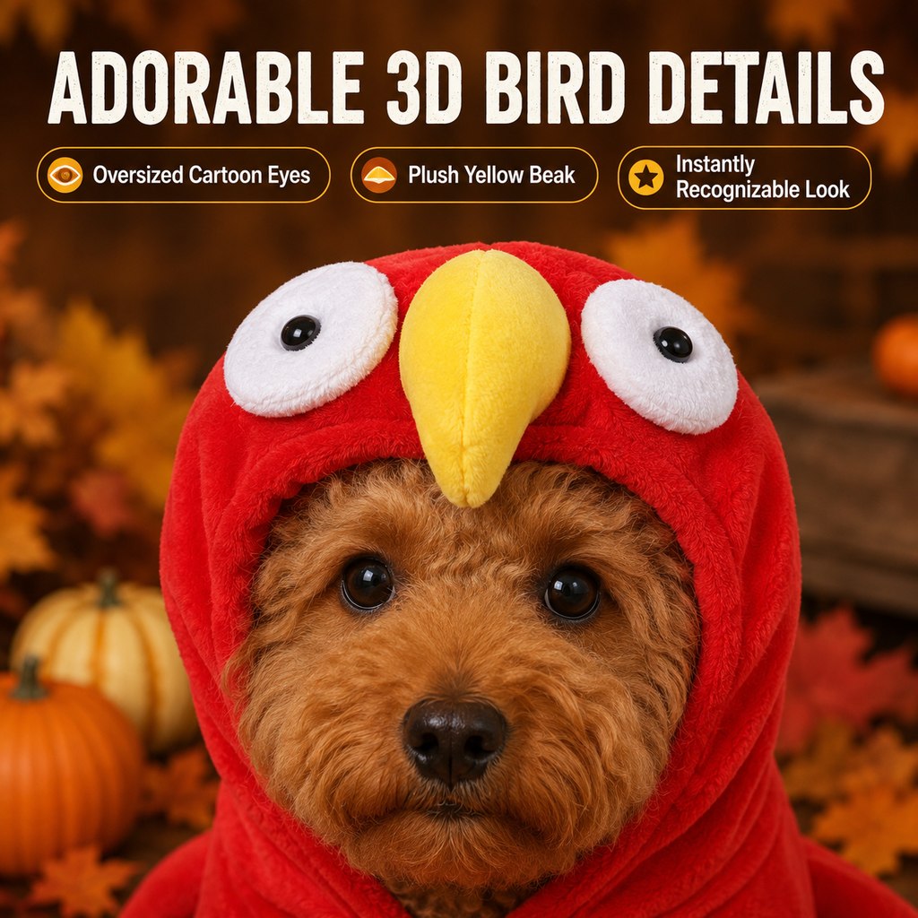 Turkey Pet Costume – One-Piece Hooded Outfit