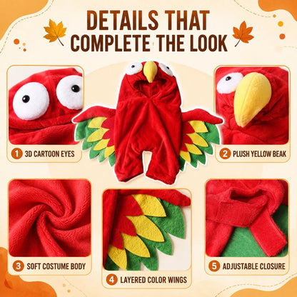 Turkey Pet Costume – One-Piece Hooded Outfit