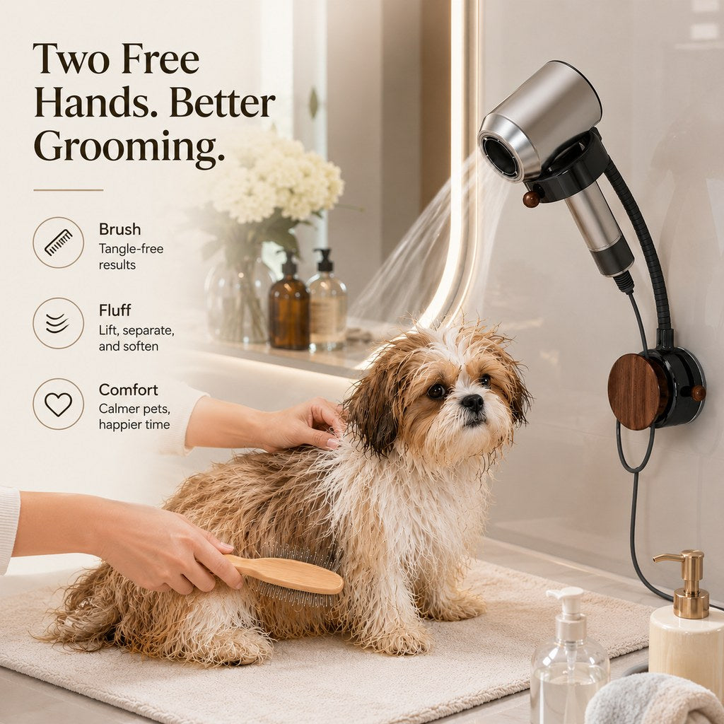 Hands-Free Pet Hair Dryer Holder – 360° Flexible Arm