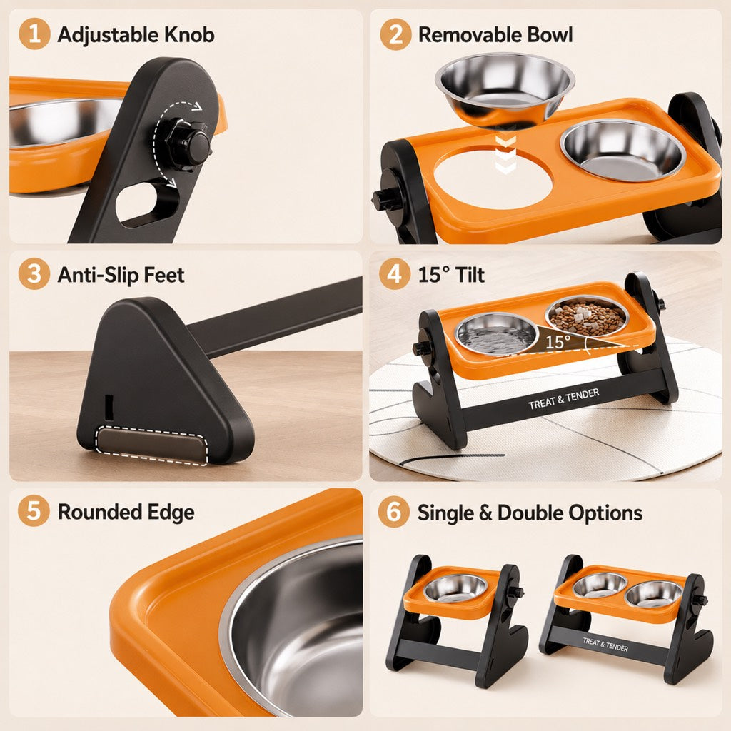 Elevated Tilted Steel Pet Bowls – Easier, Cleaner Meals