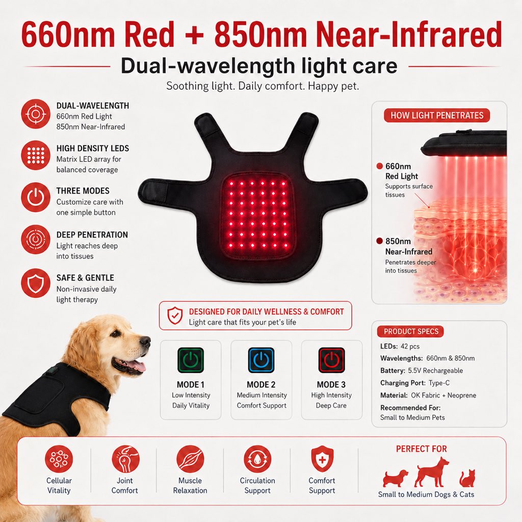 Red Light Comfort Vest – Back & Hip Relief for Frenchies