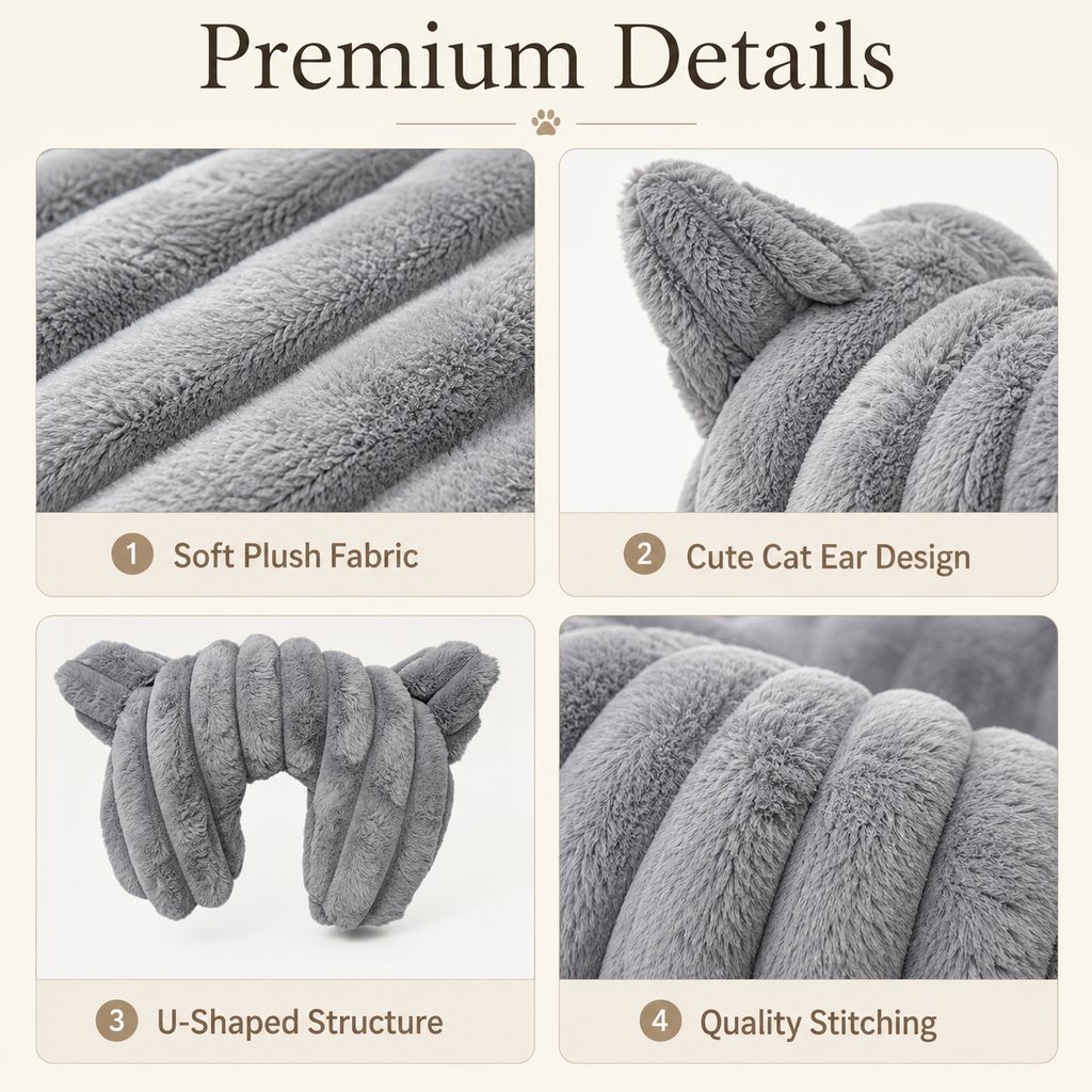 U-Shaped Pet Neck Pillow – Comfy Nap Support